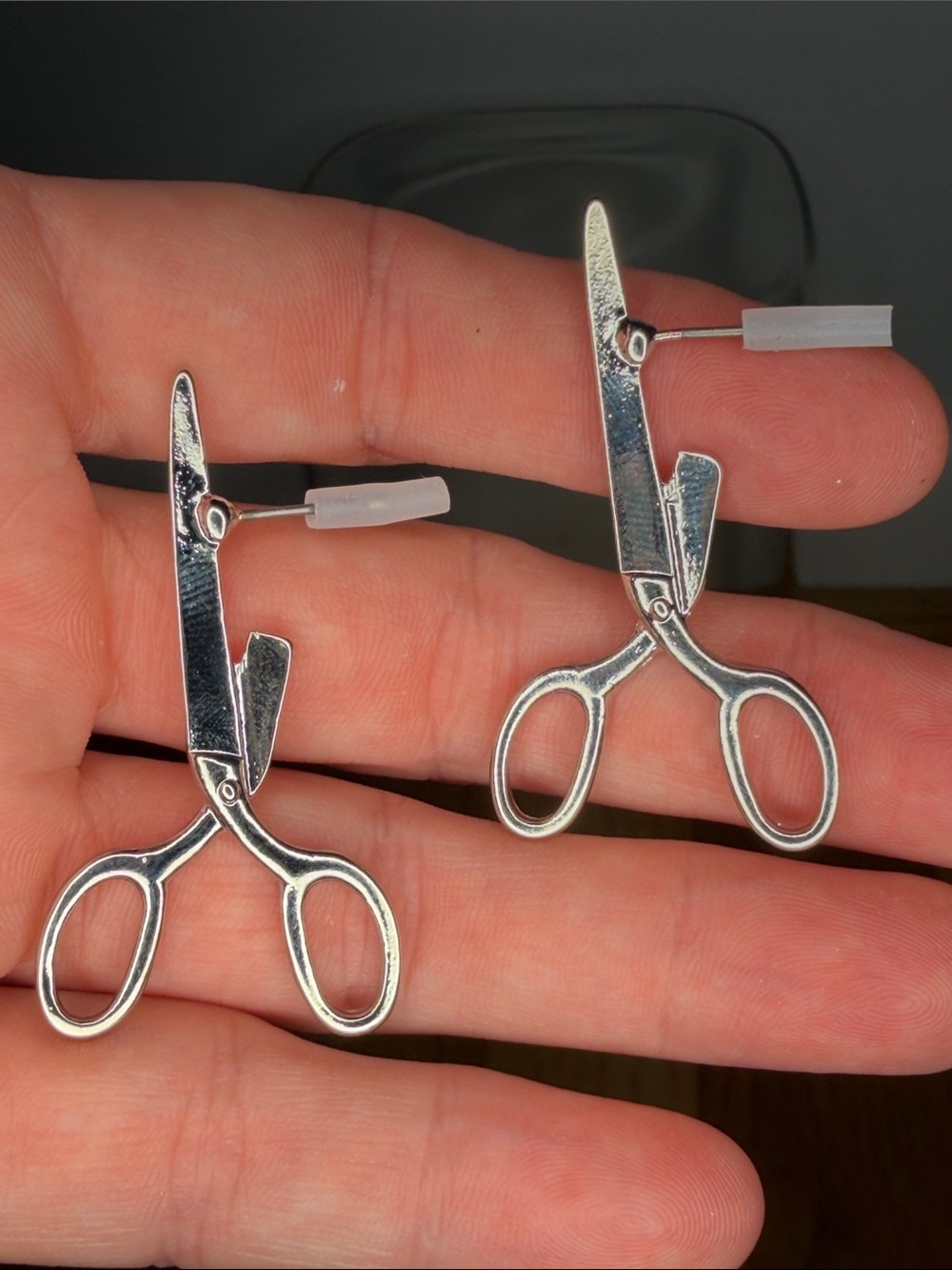 Silvertone Scissor-Shaped  Earrings
